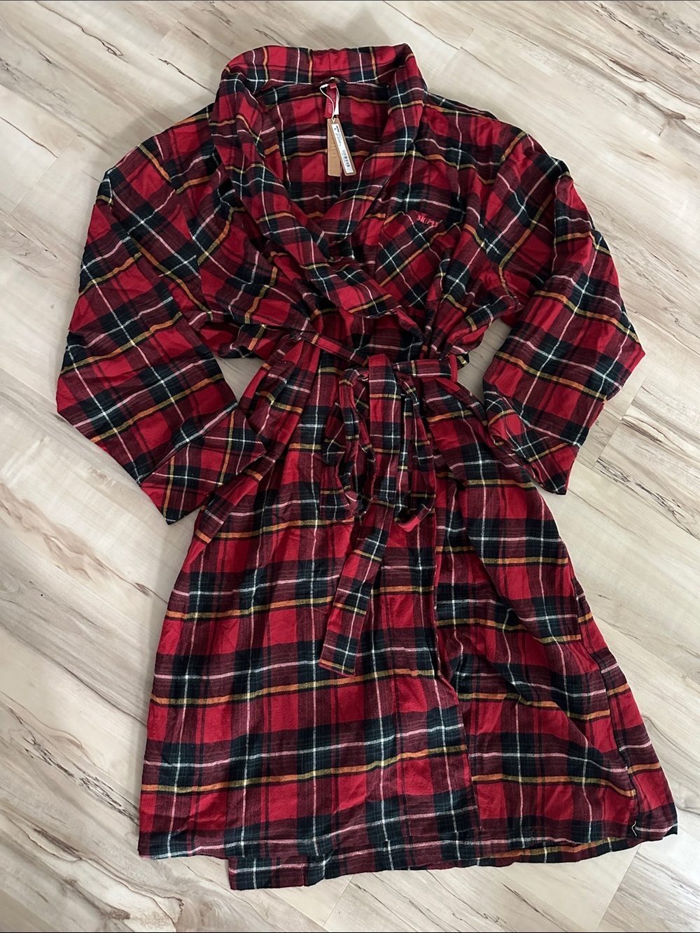 SKIMS Red Black Plaid Flannel Sleep Long Robe NWT XS and 2X